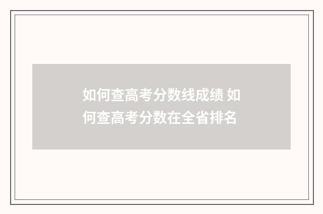 如何查高考分数线成绩 如何查高考分数在全省排名
