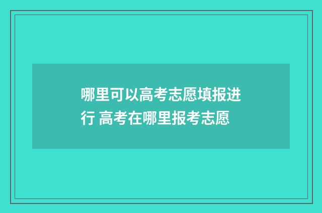 哪里可以高考志愿填报进行 高考在哪里报考志愿