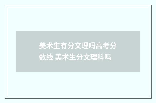 美术生有分文理吗高考分数线 美术生分文理科吗