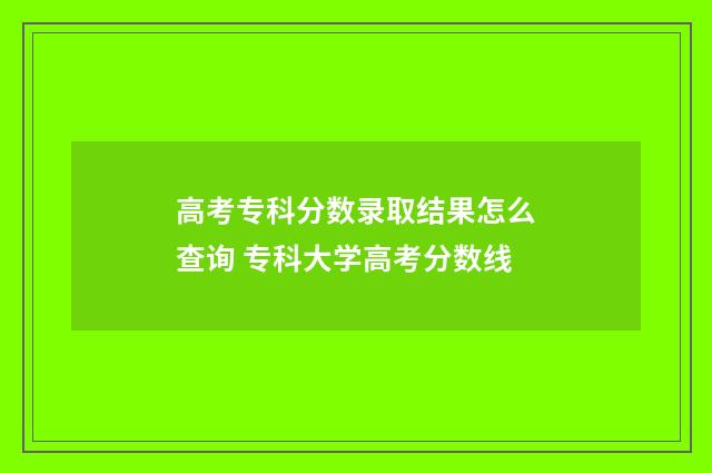 高考专科分数录取结果怎么查询 专科大学高考分数线