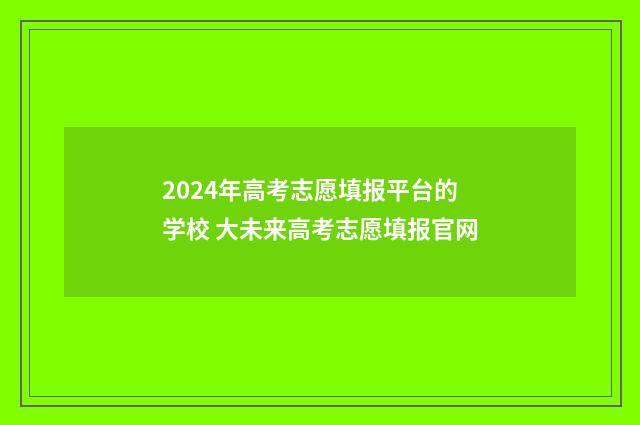 2024年高考志愿填报平台的学校 大未来高考志愿填报官网