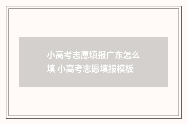 小高考志愿填报广东怎么填 小高考志愿填报模板