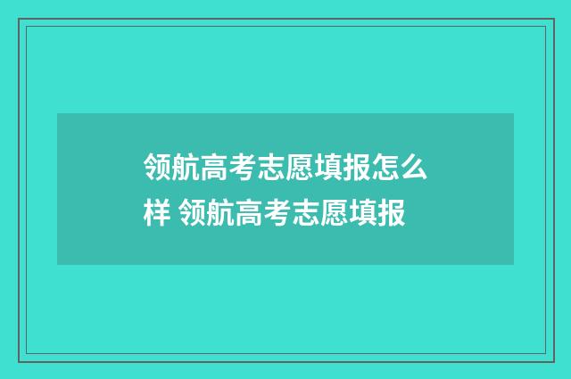 领航高考志愿填报怎么样 领航高考志愿填报