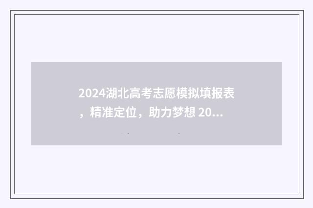 2024湖北高考志愿模拟填报表，精准定位，助力梦想 2024湖北高考志愿填报官网