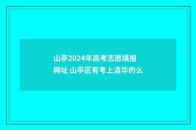 山亭2024年高考志愿填报网址 山亭区有考上清华的么