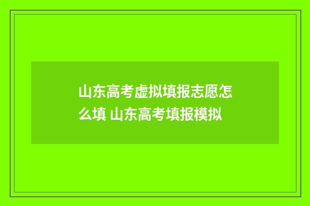 山东高考虚拟填报志愿怎么填 山东高考填报模拟