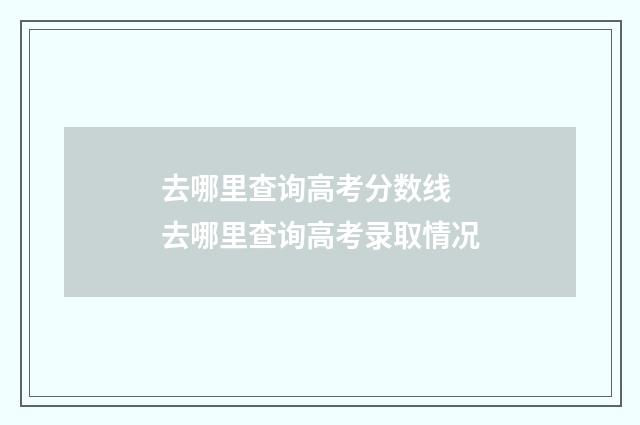 去哪里查询高考分数线 去哪里查询高考录取情况