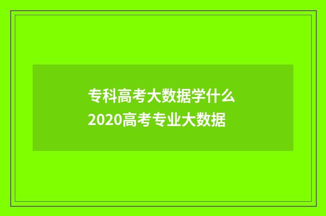 专科高考大数据学什么 2020高考专业大数据