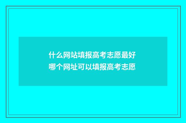 什么网站填报高考志愿最好 哪个网址可以填报高考志愿