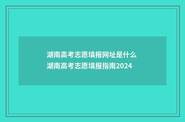 湖南高考志愿填报网址是什么 湖南高考志愿填报指南2024