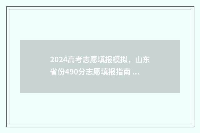 2024高考志愿填报模拟，山东省份490分志愿填报指南 2024高考志愿填报指南