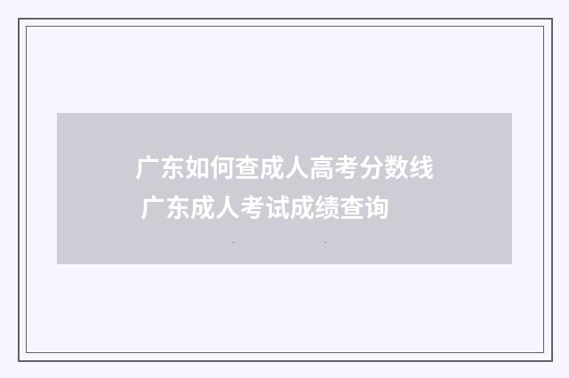 广东如何查成人高考分数线 广东成人考试成绩查询