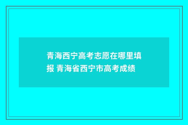 青海西宁高考志愿在哪里填报 青海省西宁市高考成绩