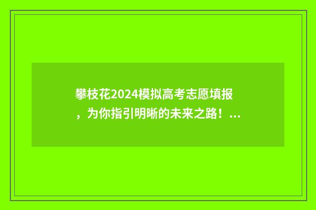 攀枝花2024模拟高考志愿填报，为你指引明晰的未来之路！ 攀枝花统考2020