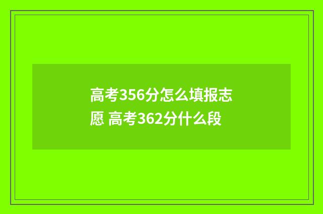高考356分怎么填报志愿 高考362分什么段