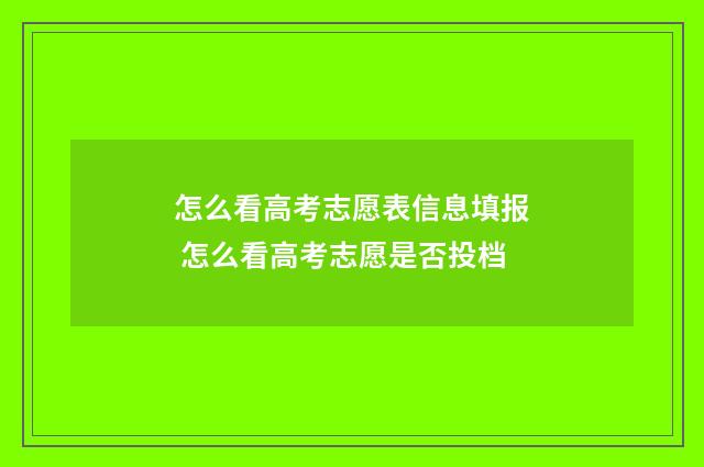 怎么看高考志愿表信息填报 怎么看高考志愿是否投档