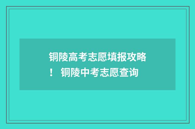 铜陵高考志愿填报攻略！ 铜陵中考志愿查询