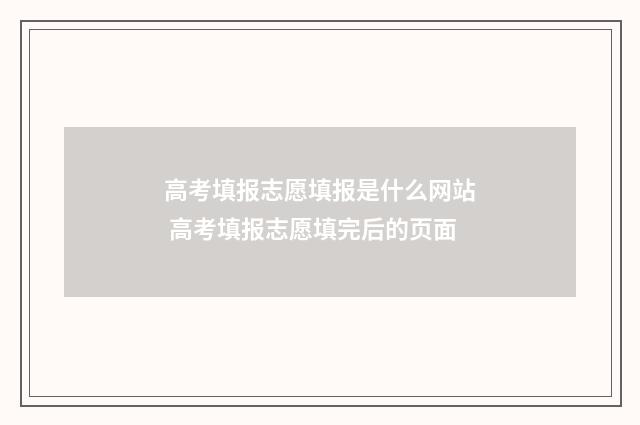高考填报志愿填报是什么网站 高考填报志愿填完后的页面