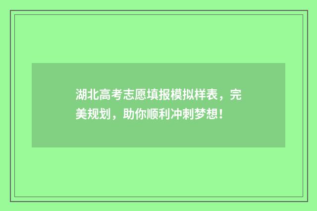 湖北高考志愿填报模拟样表，完美规划，助你顺利冲刺梦想！