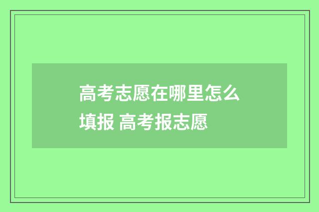 高考志愿在哪里怎么填报 高考报志愿