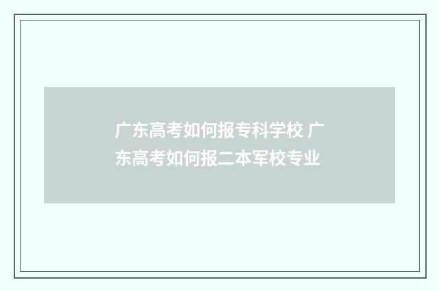 广东高考如何报专科学校 广东高考如何报二本军校专业