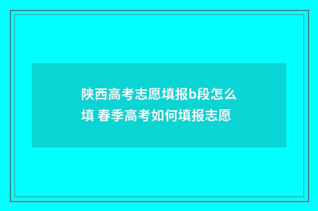 陕西高考志愿填报b段怎么填 春季高考如何填报志愿