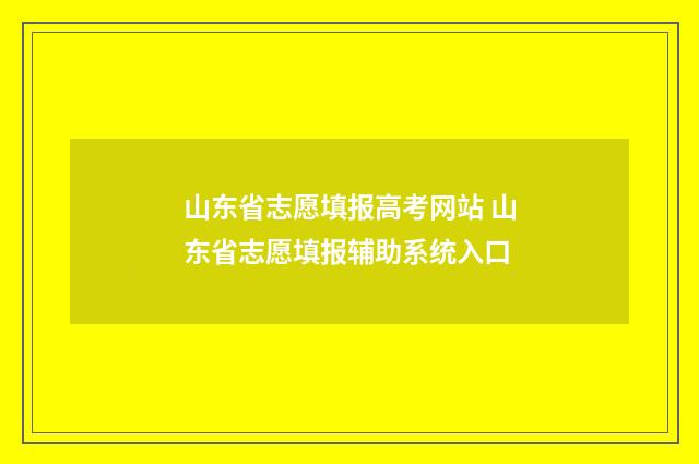 山东省志愿填报高考网站 山东省志愿填报辅助系统入口