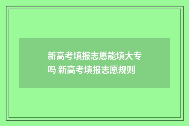 新高考填报志愿能填大专吗 新高考填报志愿规则