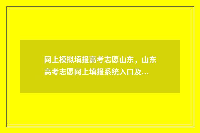 网上模拟填报高考志愿山东，山东高考志愿网上填报系统入口及时间 网上模拟填报志愿是什么意思