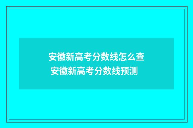 安徽新高考分数线怎么查 安徽新高考分数线预测
