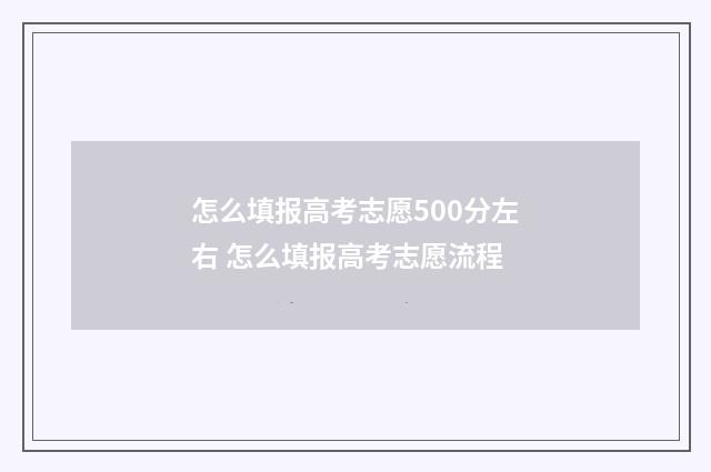 怎么填报高考志愿500分左右 怎么填报高考志愿流程