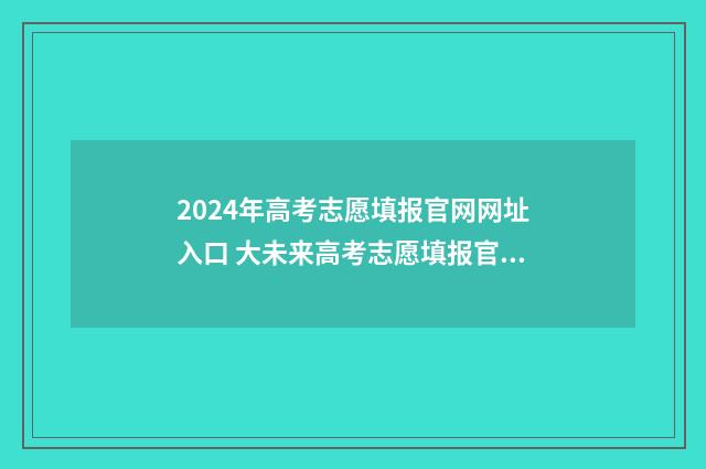 2024年高考志愿填报官网网址入口 大未来高考志愿填报官网