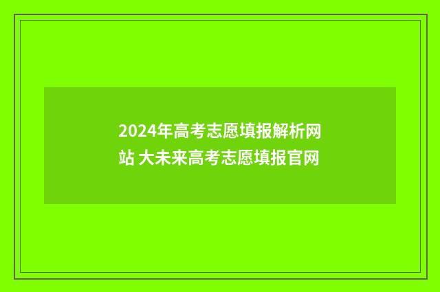 2024年高考志愿填报解析网站 大未来高考志愿填报官网