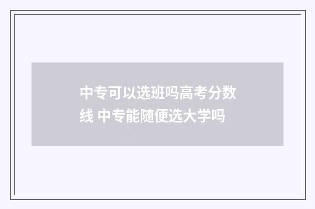 中专可以选班吗高考分数线 中专能随便选大学吗
