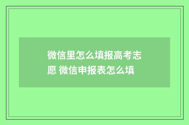 微信里怎么填报高考志愿 微信申报表怎么填