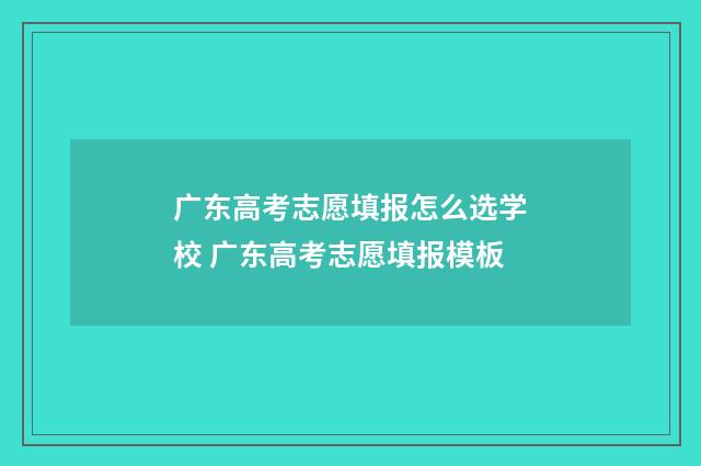 广东高考志愿填报怎么选学校 广东高考志愿填报模板