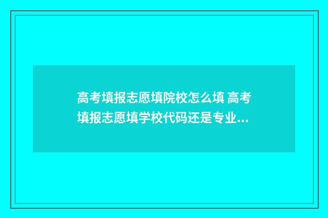 高考填报志愿填院校怎么填 高考填报志愿填学校代码还是专业代码