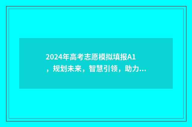 2024年高考志愿模拟填报A1，规划未来，智慧引领，助力梦想！ 大未来高考志愿填报官网