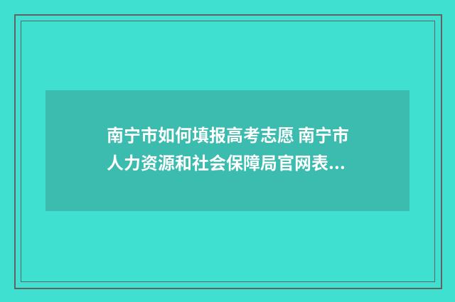 南宁市如何填报高考志愿 南宁市人力资源和社会保障局官网表格申请