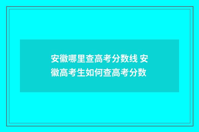 安徽哪里查高考分数线 安徽高考生如何查高考分数
