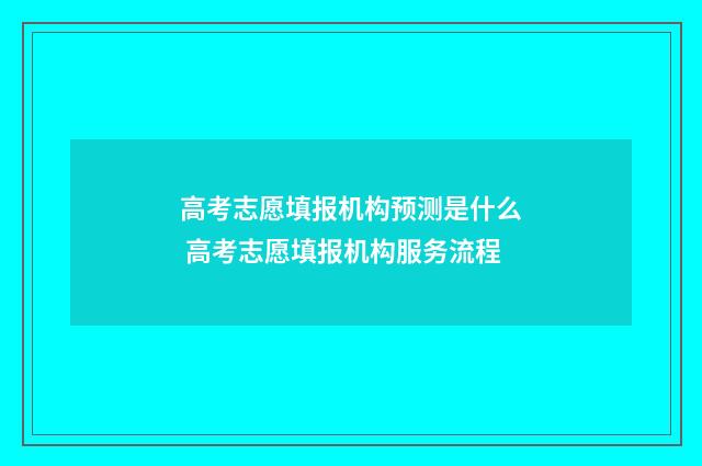 高考志愿填报机构预测是什么 高考志愿填报机构服务流程