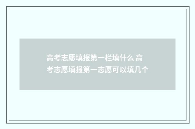 高考志愿填报第一栏填什么 高考志愿填报第一志愿可以填几个