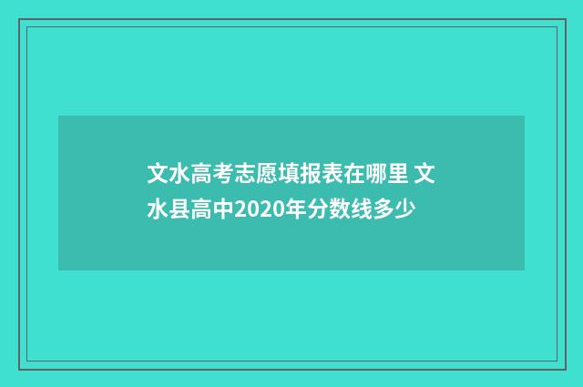 文水高考志愿填报表在哪里 文水县高中2020年分数线多少