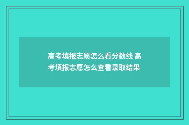 高考填报志愿怎么看分数线 高考填报志愿怎么查看录取结果