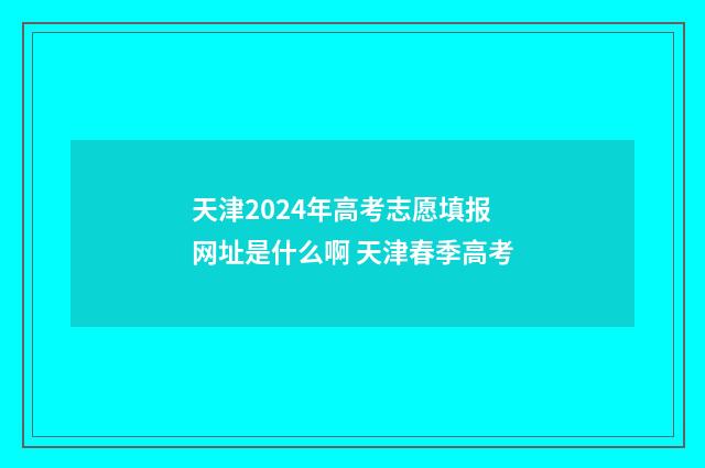 天津2024年高考志愿填报网址是什么啊 天津春季高考