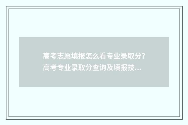 高考志愿填报怎么看专业录取分？高考专业录取分查询及填报技巧 高考