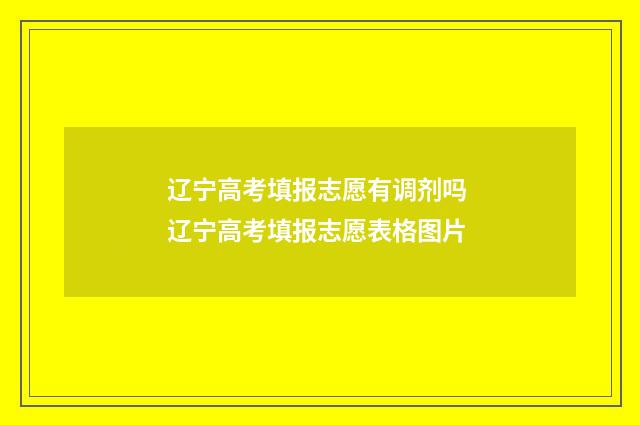 辽宁高考填报志愿有调剂吗 辽宁高考填报志愿表格图片