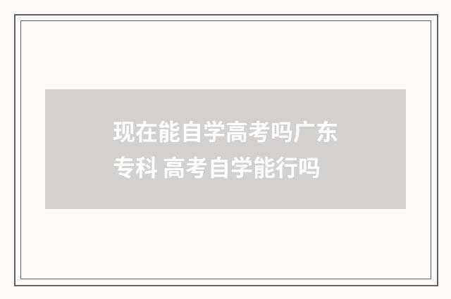 现在能自学高考吗广东专科 高考自学能行吗