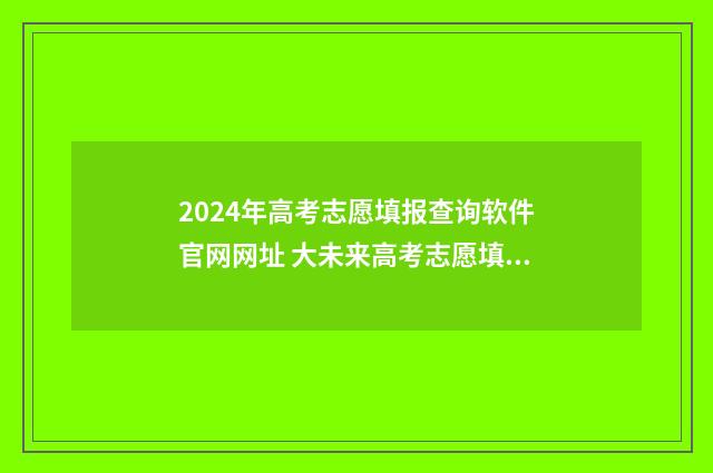 2024年高考志愿填报查询软件官网网址 大未来高考志愿填报官网