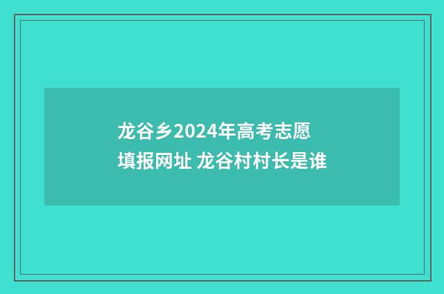 龙谷乡2024年高考志愿填报网址 龙谷村村长是谁